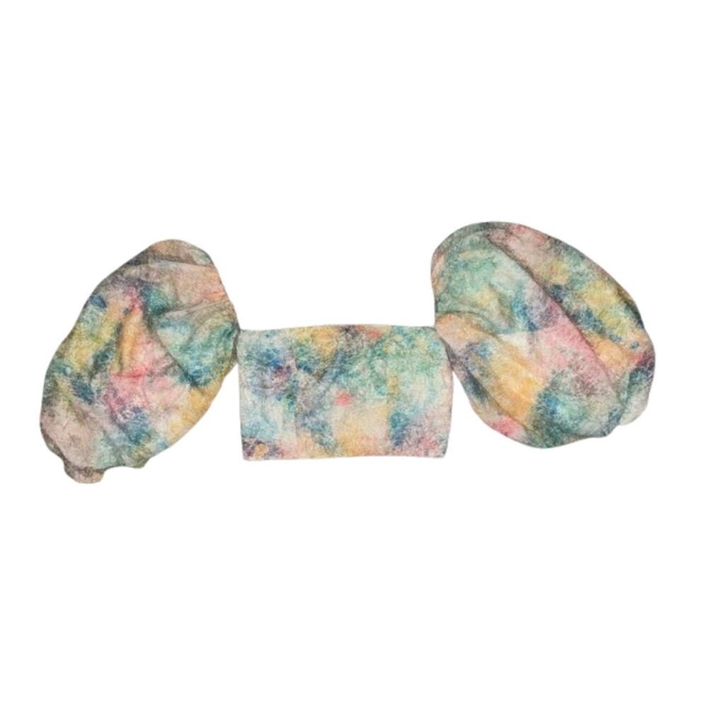 F.ILKK Puff Sleeve Printed Crop Top - Picture 2 of 2